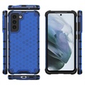 Honeycomb Armored Samsung Galaxy S21 FE 5G Hybrid Case - Blue