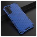 Honeycomb Armored Samsung Galaxy S21 FE 5G Hybrid Case - Blue