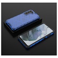 Honeycomb Armored Samsung Galaxy S21 FE 5G Hybrid Case - Blue