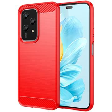 Honor 200 Lite Brushed TPU Case - Carbon Fiber - Red