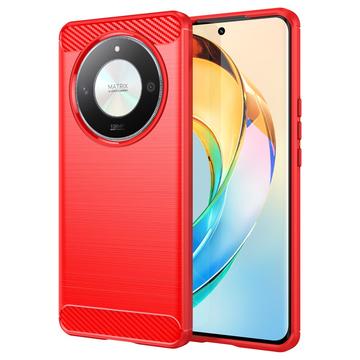 Honor Magic6 Lite Brushed TPU Case - Carbon Fiber - Red