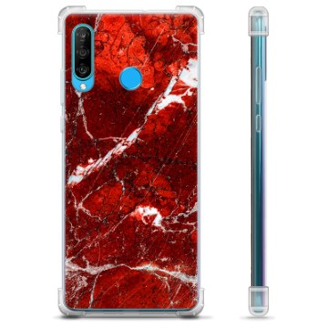 Huawei P30 Lite Hybrid Case - Red Marble