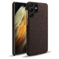 KSQ Cloth Coated Samsung Galaxy S22 Ultra 5G Plastic Case - Brown