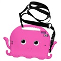 iPad 10.2 2019/2020/2021 Kids Carrying Shockproof Case - Octopus - Hot Pink