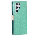 Lace Pattern Samsung Galaxy S22 Ultra 5G Wallet Case - Green