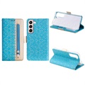 Lace Pattern Samsung Galaxy S22 5G Wallet Case - Blue