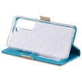 Lace Pattern Samsung Galaxy S22 5G Wallet Case - Blue