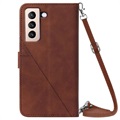 Line Series Samsung Galaxy S22+ 5G Wallet Case - Brown