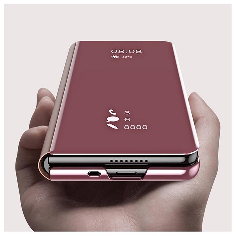 Luxury Series Mirror View Samsung Galaxy Z Fold3 5G Flip Case - Pink