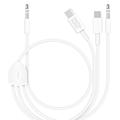 MH045S 3-in-1 Car Audio Cable - USB-C, Lightning, 3.5mm - White