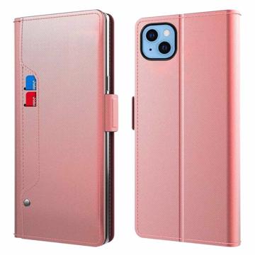 iPhone 13 Wallet Case with Makeup Mirror - Rose Gold