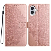 iPhone 16 Plus Mandala Series Wallet Case - Rose Gold