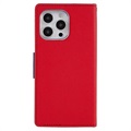 Mercury Goospery Fancy Diary iPhone 14 Pro Max Wallet Case - Red