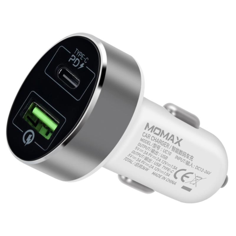 Momax UC10 Fast Car Charger - USB-C PD,  - 36W