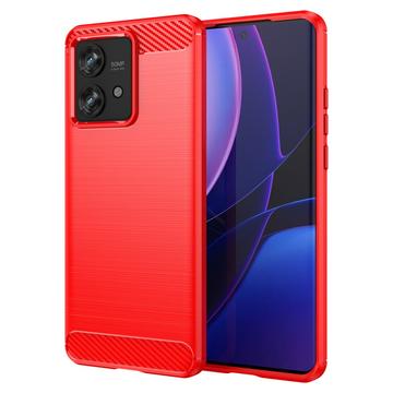 Motorola Edge 40 Neo Brushed TPU Case - Carbon Fiber - Red