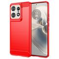 Motorola Edge 50 Pro Brushed TPU Case - Carbon Fiber - Red