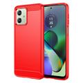 Motorola Moto G54 Brushed TPU Case - Carbon Fiber - Red