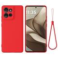 Motorola Moto G75 Liquid Silicone Case with Hand Strap - Red