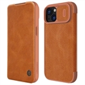iPhone 15 Nillkin Qin Pro Flip Case - Brown