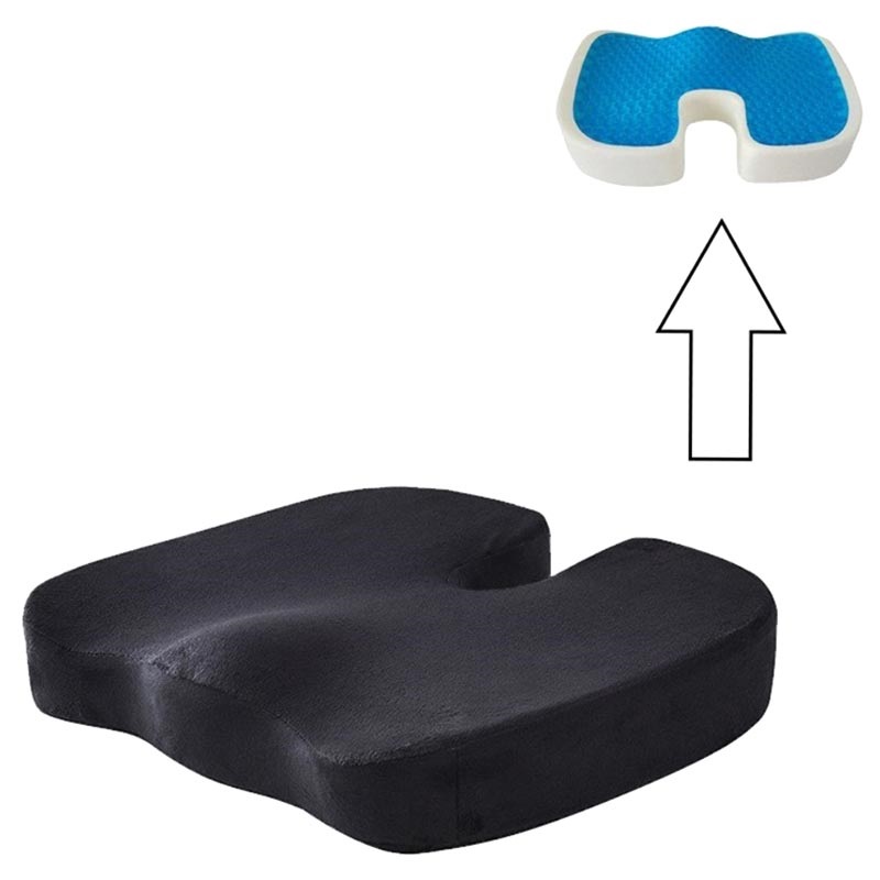 Gel Enhanced Seat Cushion Non-Slip Orthopedic Gel & Memory Foam Coccyx  Protect Cushion for Office Chair Car Seat Cushion