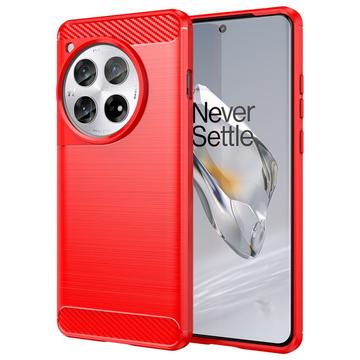 OnePlus 12 Brushed TPU Case - Carbon Fiber - Red