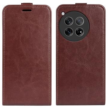 OnePlus 12 Vertical Flip Case with Card Slot - Brown