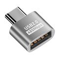 Plug and Play USB-C to USB 2.0 Adapter for MacBook, Laptop, Tablet - Silver