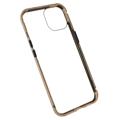 iPhone 14 Max Magnetic Case with Tempered Glass - Gold