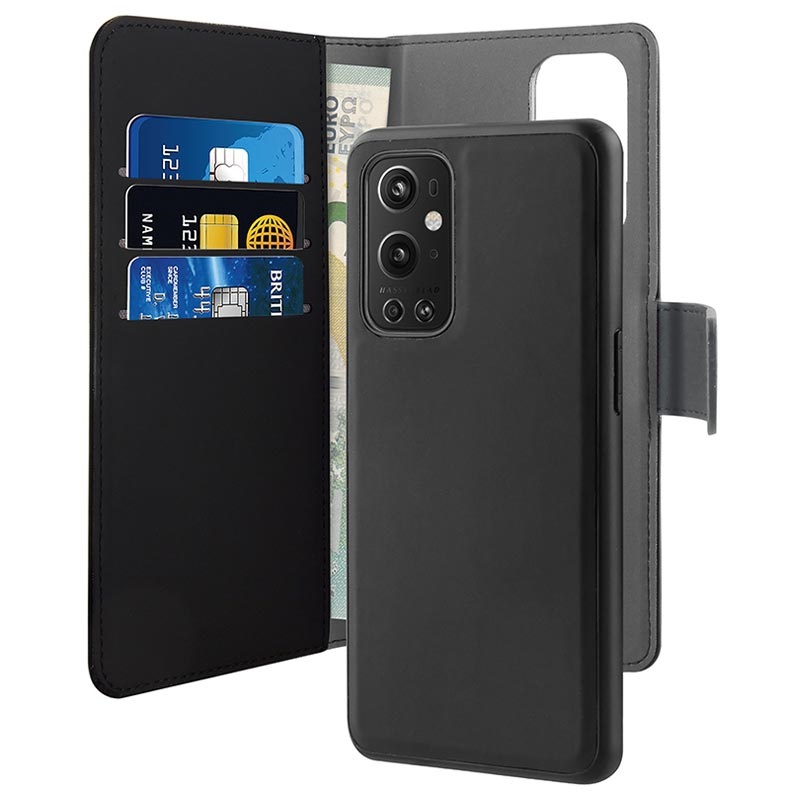 Puro 2 In 1 Oneplus 9 Pro Magnetic Wallet Case Black