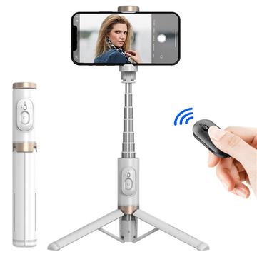 Q12 Extendable Selfie Stick & Tripod with Bluetooth Remote - White