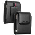 Qialino Universal Leather Waist Case for Flip Phones - Black