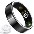 R20 Ceramic Resin Health Monitoring Smart Ring with Charging Case - Size: 11/20.6mm - Black