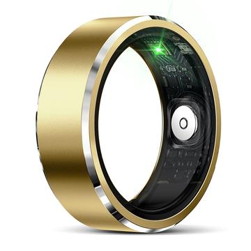 R5 Aluminum Alloy Smart Ring with Charging Case - Size: 9/19mm - Gold