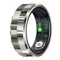 R9 Premium Stainless Steel Smart Ring with Charging Case - Size: 11/20.6mm - Silver