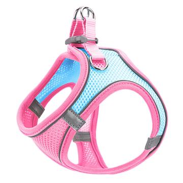 Reflective Cat/Dog Harness with Leash - M - Blue / Pink