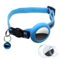 Reflective Pet Collar with Bell, Silicone Case and Protection Film Set for AirTag - Blue