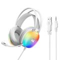 Remax RM-706 Over-Ear Wired Gaming Headset with Microphone and RGB Lighting - White