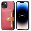 iPhone 15 Retro Style Case with Wallet - Red