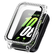 Samsung Galaxy Fit3 Rhinestone Decorative Case with Screen Protector - 9H - Transparent White