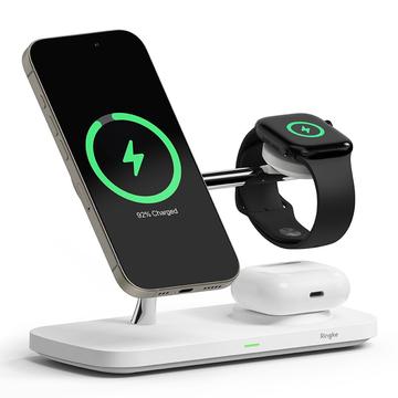 Ringke 3-in-1 Qi2 MagSafe Wireless Charging Stand 15W - iPhone, Apple Watch, AirPods - White