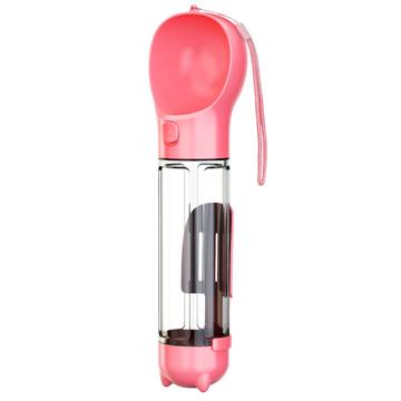 SH-01 Portable Multifunctional Dog Water Bottle with Poop Bag Dispenser - Pink