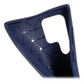 Saii Carbon Fiber Samsung Galaxy S22 Ultra 5G TPU Case - Blue