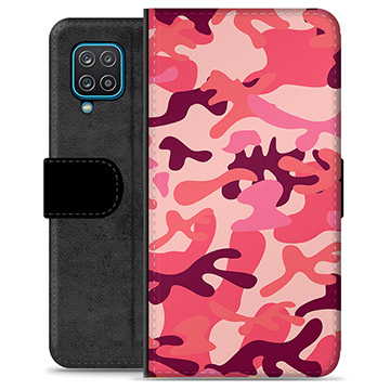 Samsung Galaxy A12 Premium Wallet Case - Pink Camouflage