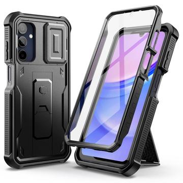 Samsung Galaxy A15 Tech-Protect Kevlar Cam+ Case - Screen Protector, Camera Protector, Kickstand - Black