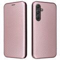 Samsung Galaxy A35 Flip Case - Carbon Fiber - Rose Gold