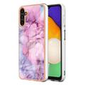 Samsung Galaxy A36 Marble Pattern Electroplated IMD TPU Case - Blue / Pink