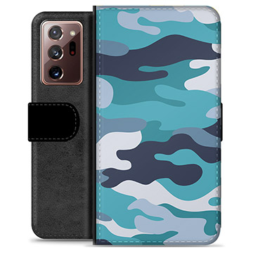 Samsung Galaxy Note20 Ultra Premium Wallet Case - Blue Camouflage