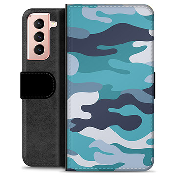 Samsung Galaxy S21 5G Premium Wallet Case - Blue Camouflage