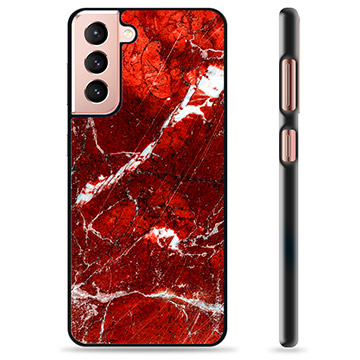 Samsung Galaxy S21 5G Protective Cover - Red Marble