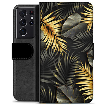 Samsung Galaxy S21 Ultra 5G Premium Wallet Case - Golden Leaves